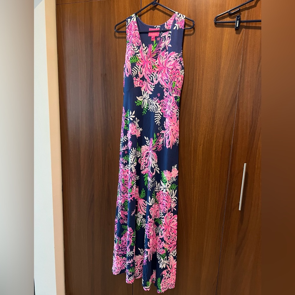 NWT Lilly Pulitzer Noemi Maxi Dress in Oyster Bay Navy - Size Large!